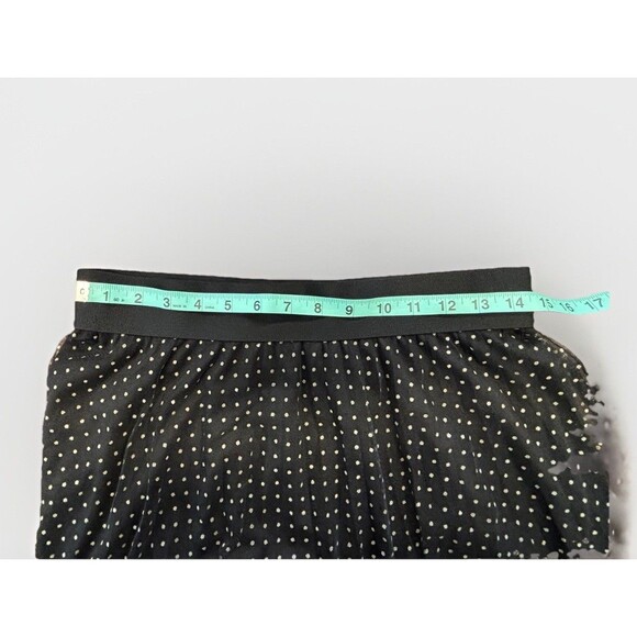 Polka Dot Mesh Overlay Tulle Midi Skirt A Line Sz S/M Black White - Picture 9 of 9
